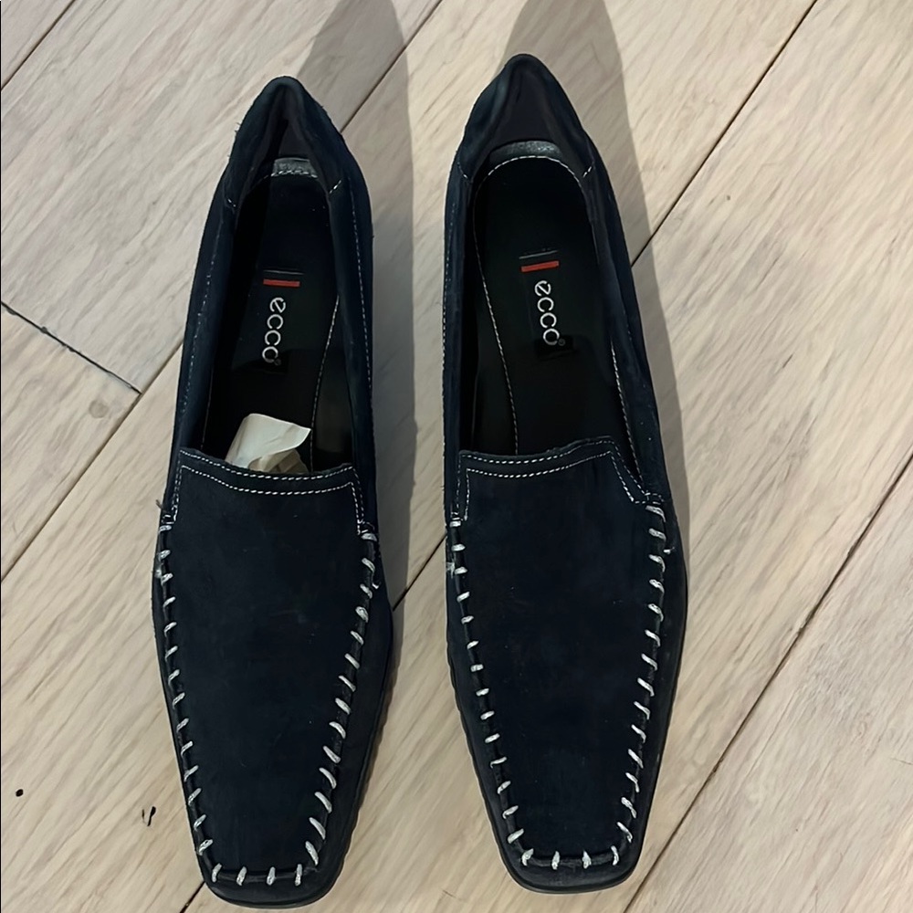 ECCO Loafers Size 40 Navy Suede (Real Leather) New NWOT